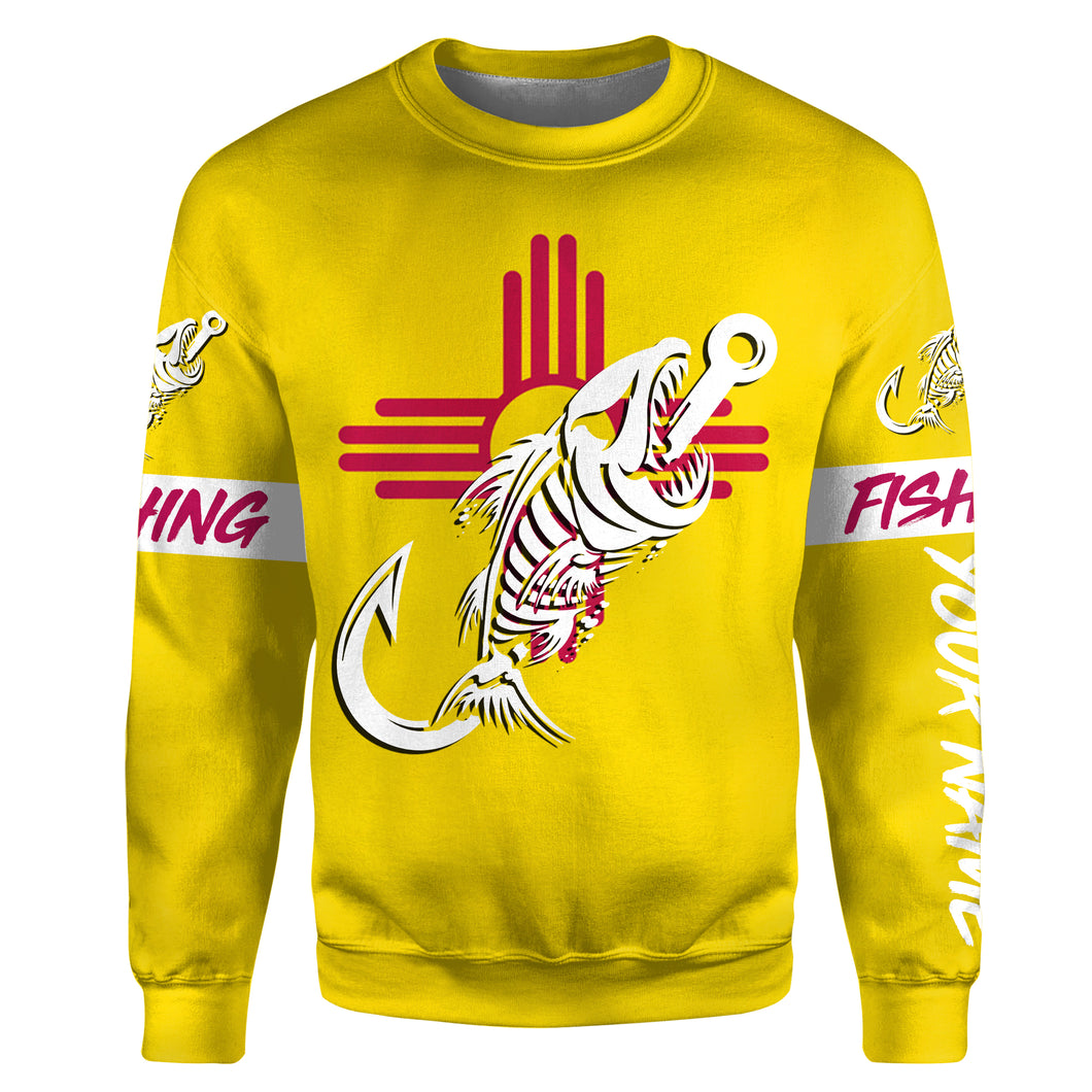 NM Fishing Custom New Mexico Flag Fish hook skull custom fishing tournament shirts | Sweatshirt - NPQ703