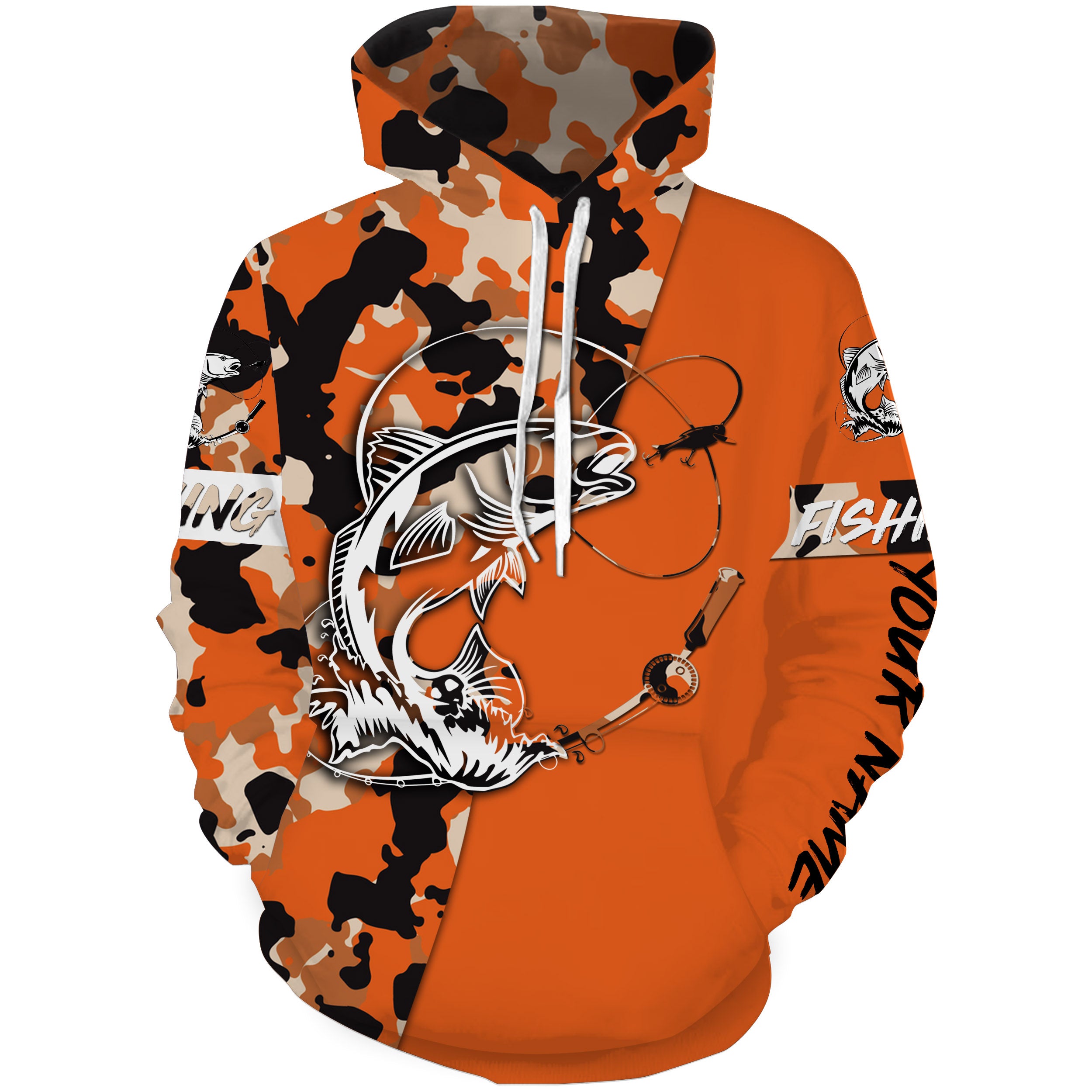 Custom Name redfish puppy drum fishing tattoos Camouflage Orange shirt Custom fishing hoodie NPQ403