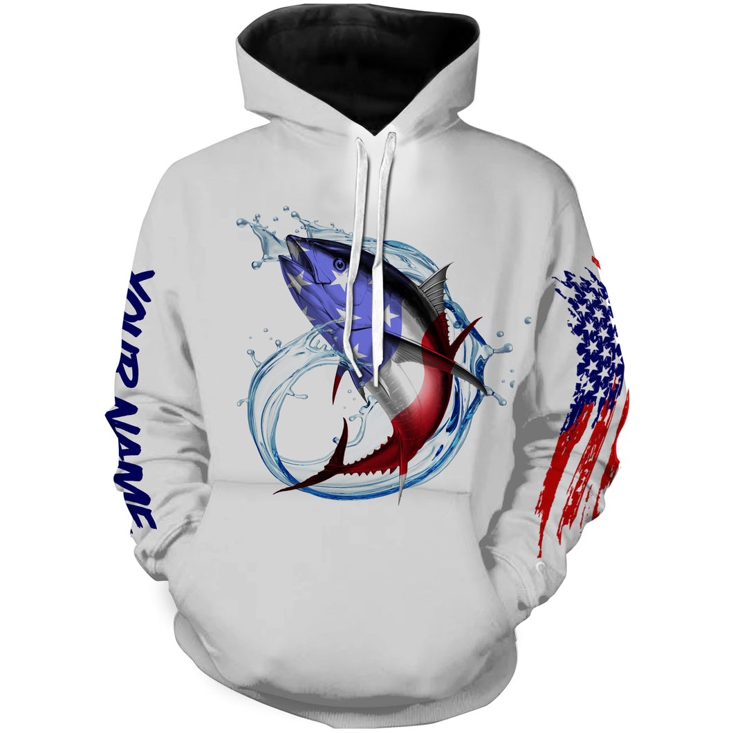 Tuna fishing American flag patriotic Custom Name 3D All Over Printed Shirts, Gifts for Fisherman | Hoodie - NPQ552