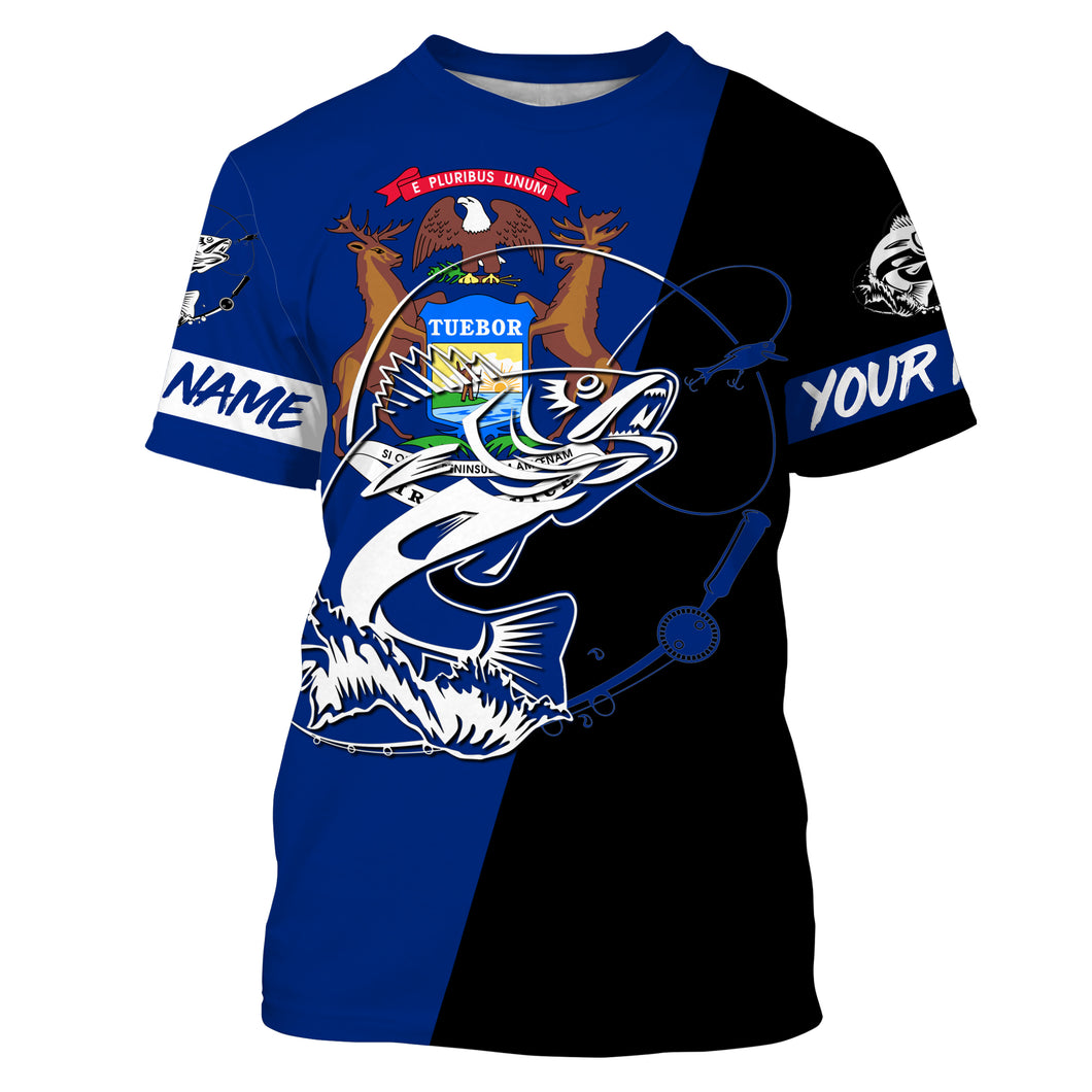 Michigan walleye fishing Custom Name 3D All Over Printed Tshirt - NPQ609