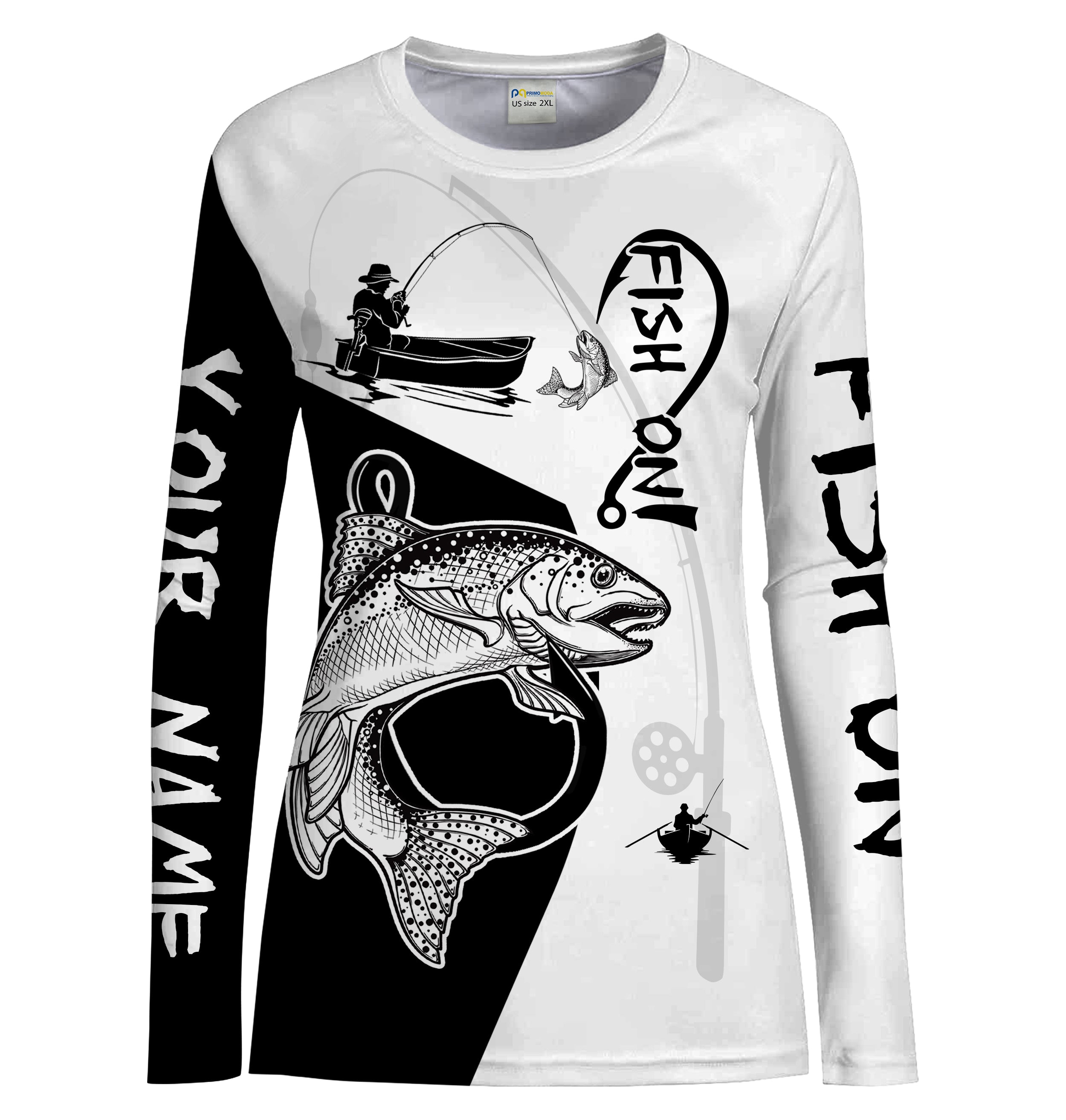 Rainbow Trout Fish On Customize Name UV protection long sleeves fishing shirt for women NPQ64