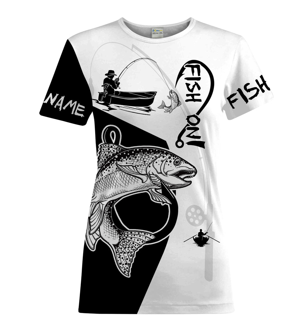 Rainbow Trout Fish On Customize Name UV protection quick dry UPF 30+ fishing t shirts for women NPQ64