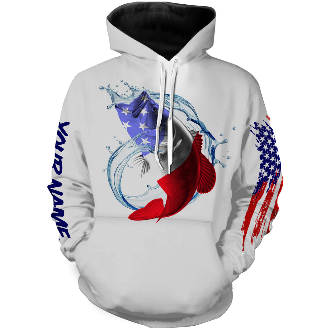 Largemouth bass fishing American flag patriotic Custom Name 3D All Over Printed Shirts, fishing tournament shirts | Hoodie - NPQ557