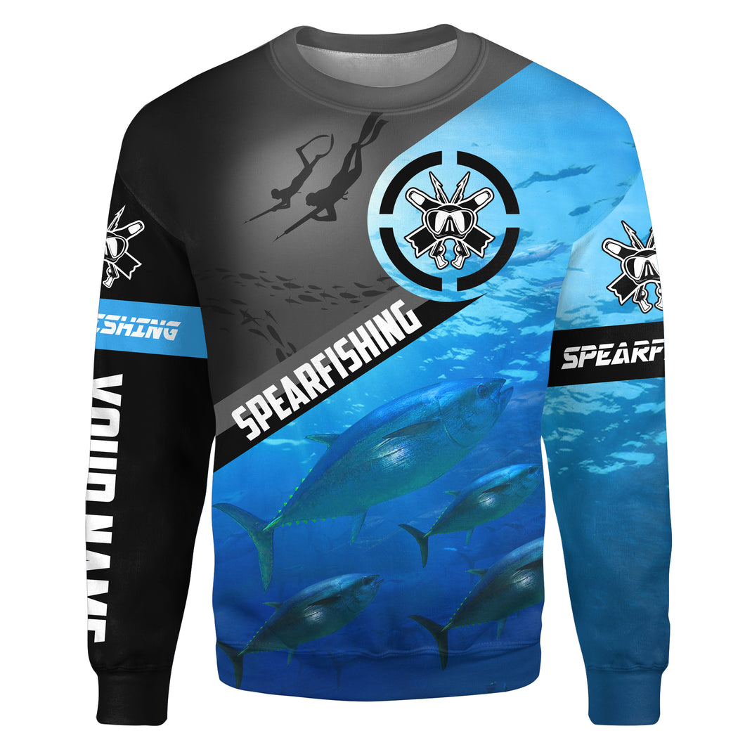 Tuna blue water spearfishing under the sea Custom Name 3D All Over Printed Sweatshirt - NPQ612