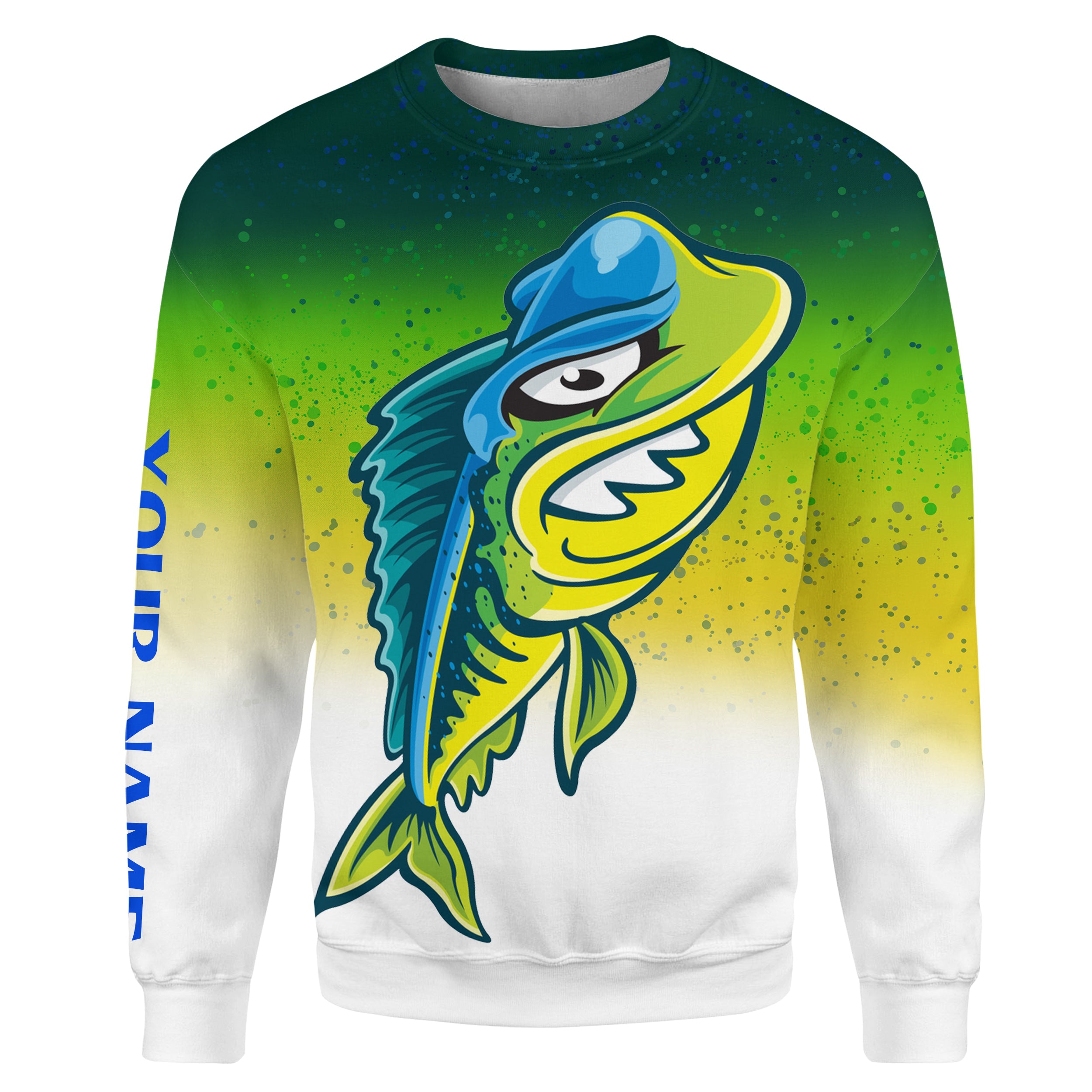 Funny Mahi mahi skeleton green scales Custom name fishing shirts jerseys | Sweatshirt - NPQ912