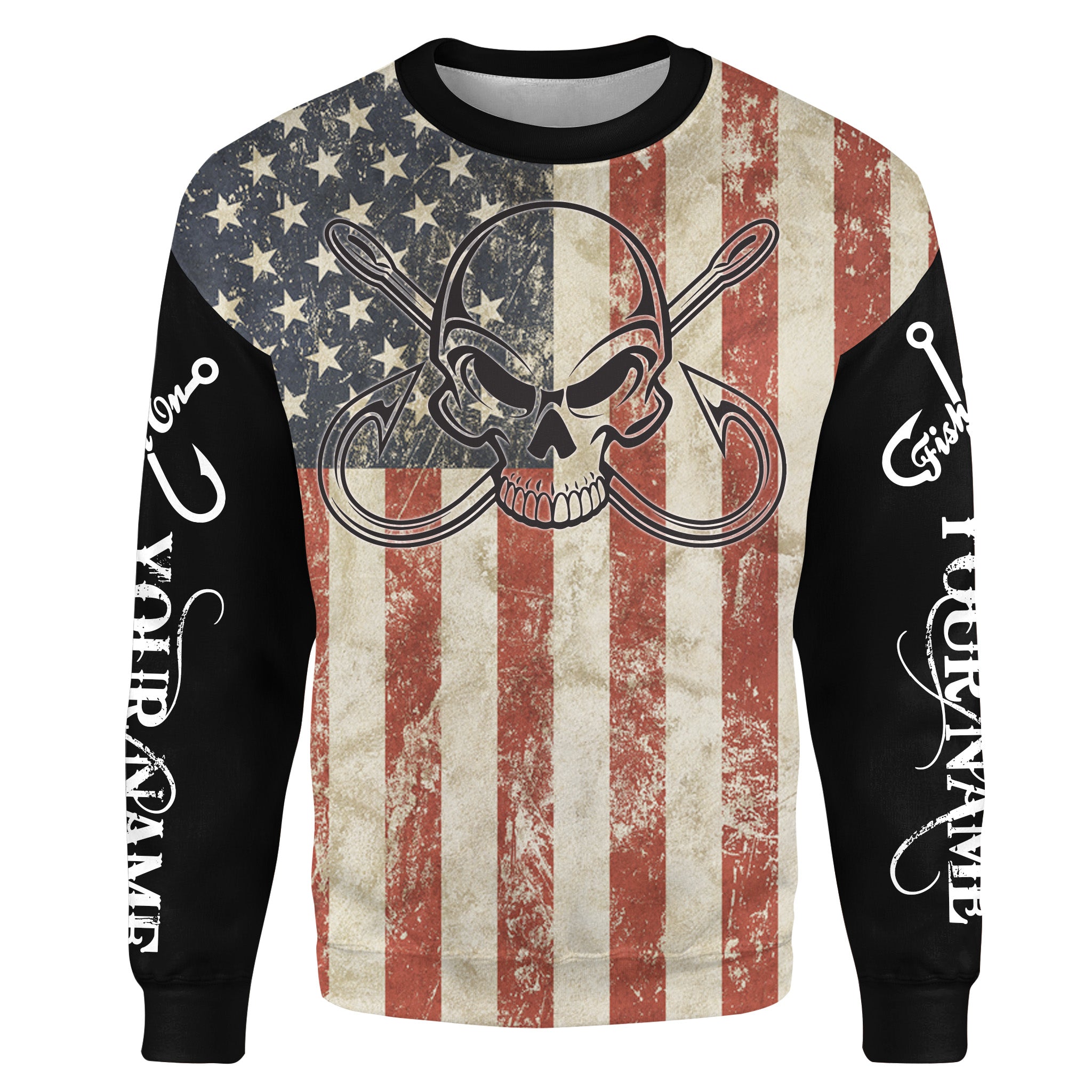 Fish Reaper Fishing American flag patriotic Custom Tournament Sweatshirt - NPQ568