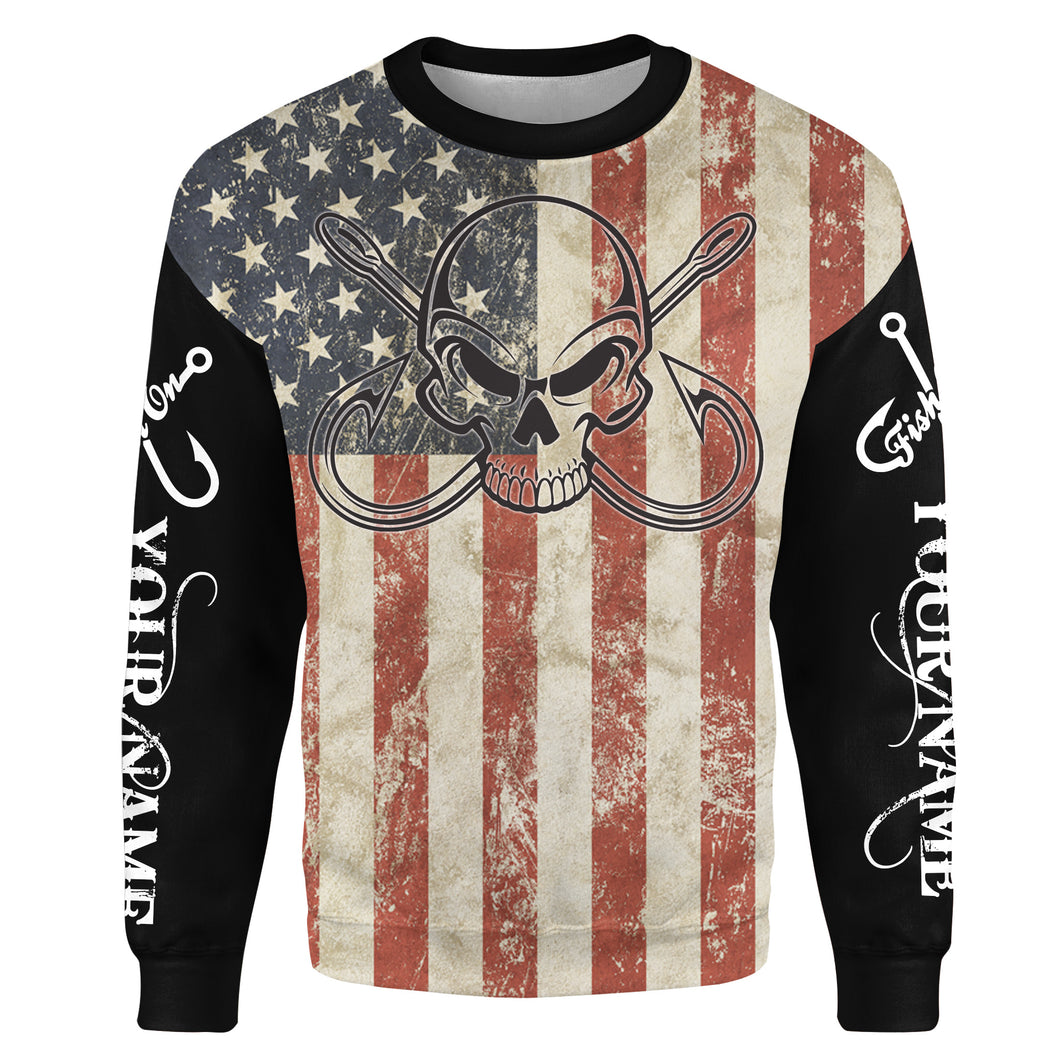 Fish Reaper Fishing American flag patriotic Custom Name 3D All Over Printed Shirts, Tournament Trail shirts | Sweatshirt - NPQ568