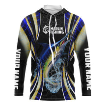 Load image into Gallery viewer, Blue Marlin saltwater Offshore fishing scales Custom name fishing jerseys | Long sleeve, Long Sleeve Hooded NPQ769
