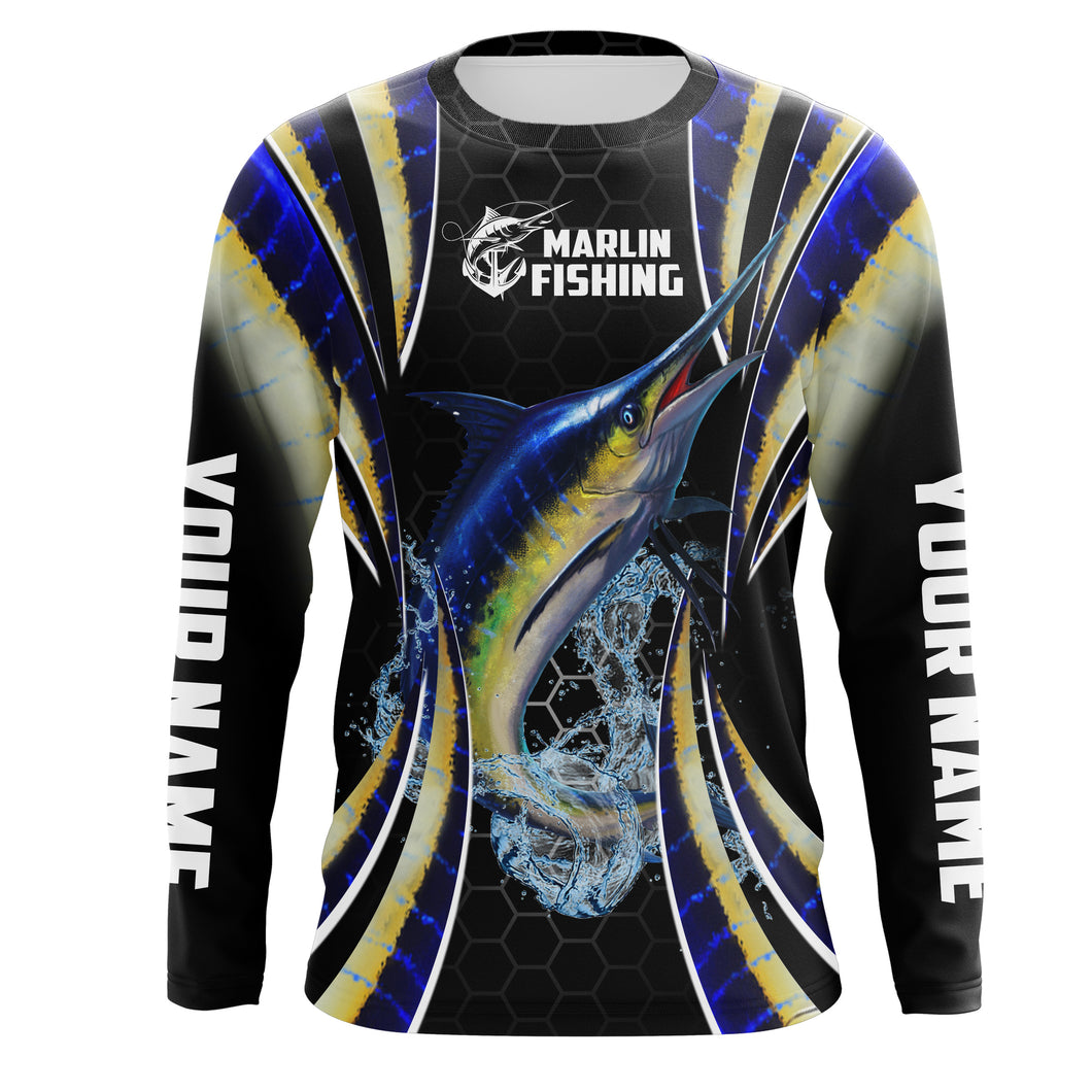 Blue Marlin saltwater Offshore fishing scales Custom name fishing jerseys | Long sleeve, Long Sleeve Hooded NPQ769