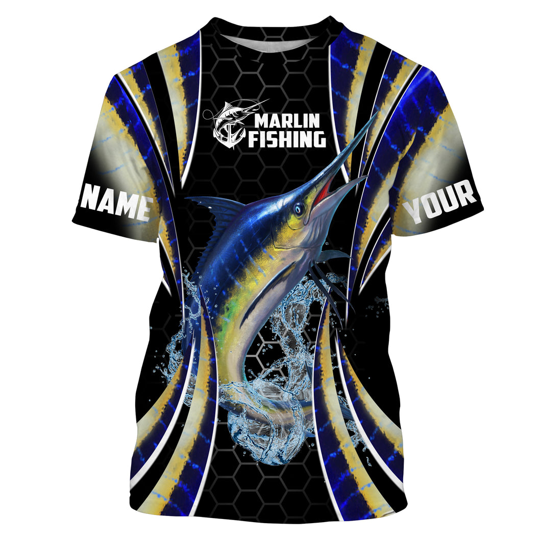 Blue Marlin saltwater Offshore fishing scales Custom name fishing jerseys | Tshirt - NPQ769