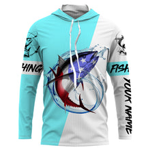 Load image into Gallery viewer, Tuna fishing American flag Fishing patriot Custom name Long sleeve, Long Sleeve Hooded NPQ924
