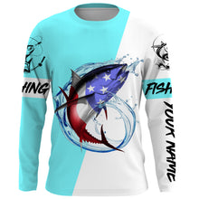 Load image into Gallery viewer, Tuna fishing American flag Fishing patriot Custom name Long sleeve, Long Sleeve Hooded NPQ924
