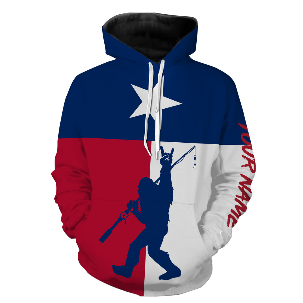 Texas fishing bigfoot texas TX flag patriotic fishing bigfoot fishing Customize name 3D All Over Printed fishing hoodie NPQ419