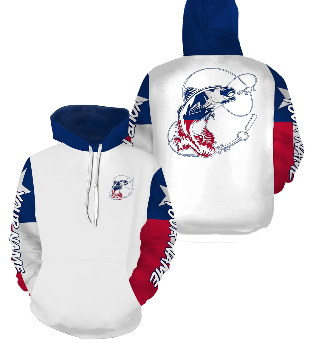 Redfish puppy drum Texas Fishing TX flag tournament Customize name 3D All Over Printed fishing hoodie NPQ371