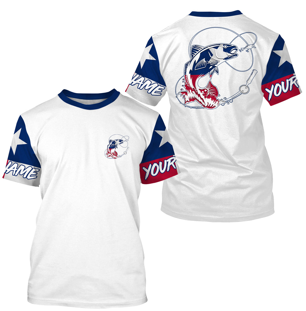 Redfish puppy drum Texas Fishing TX flag tournament shirts Customize Name All-over Print Unisex fishing T-shirt NPQ371