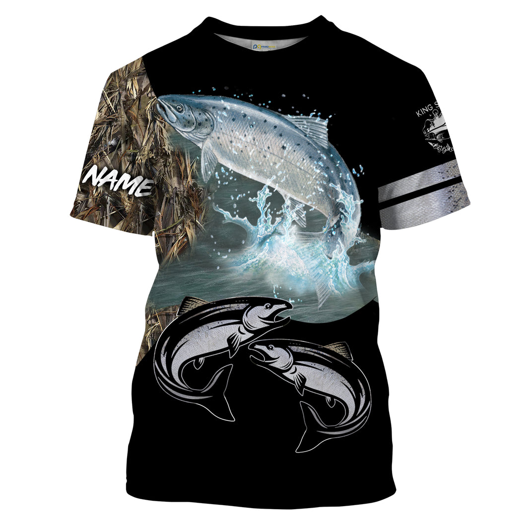 Chinook Salmon (King Salmon) Fishing Customize Name All-over Print Unisex fishing T-shirt NPQ124