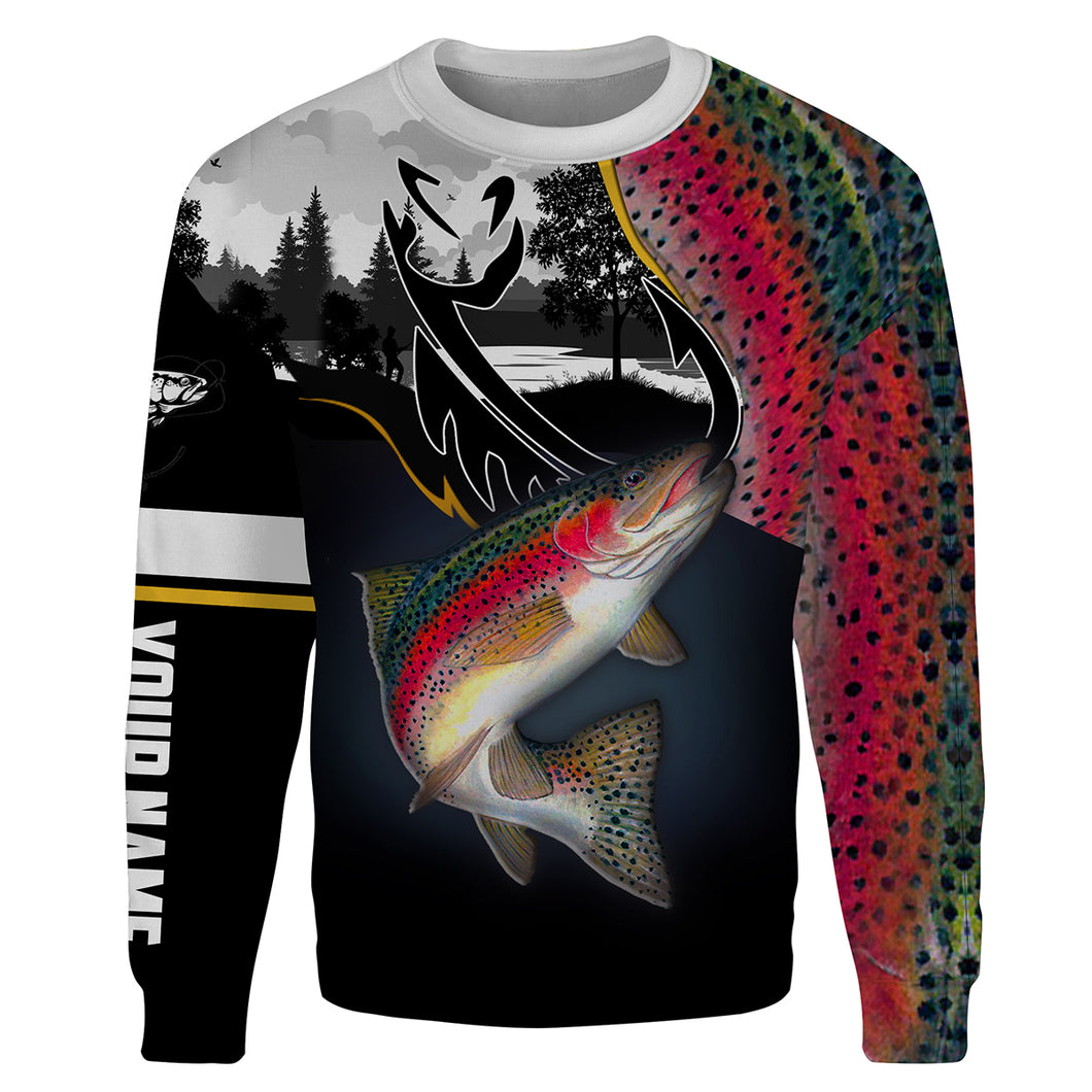 Rainbow Trout Fishing Customize name 3D All-over Print Crew Neck Sweatshirt, personalized fishing gift for men, women NPQ288