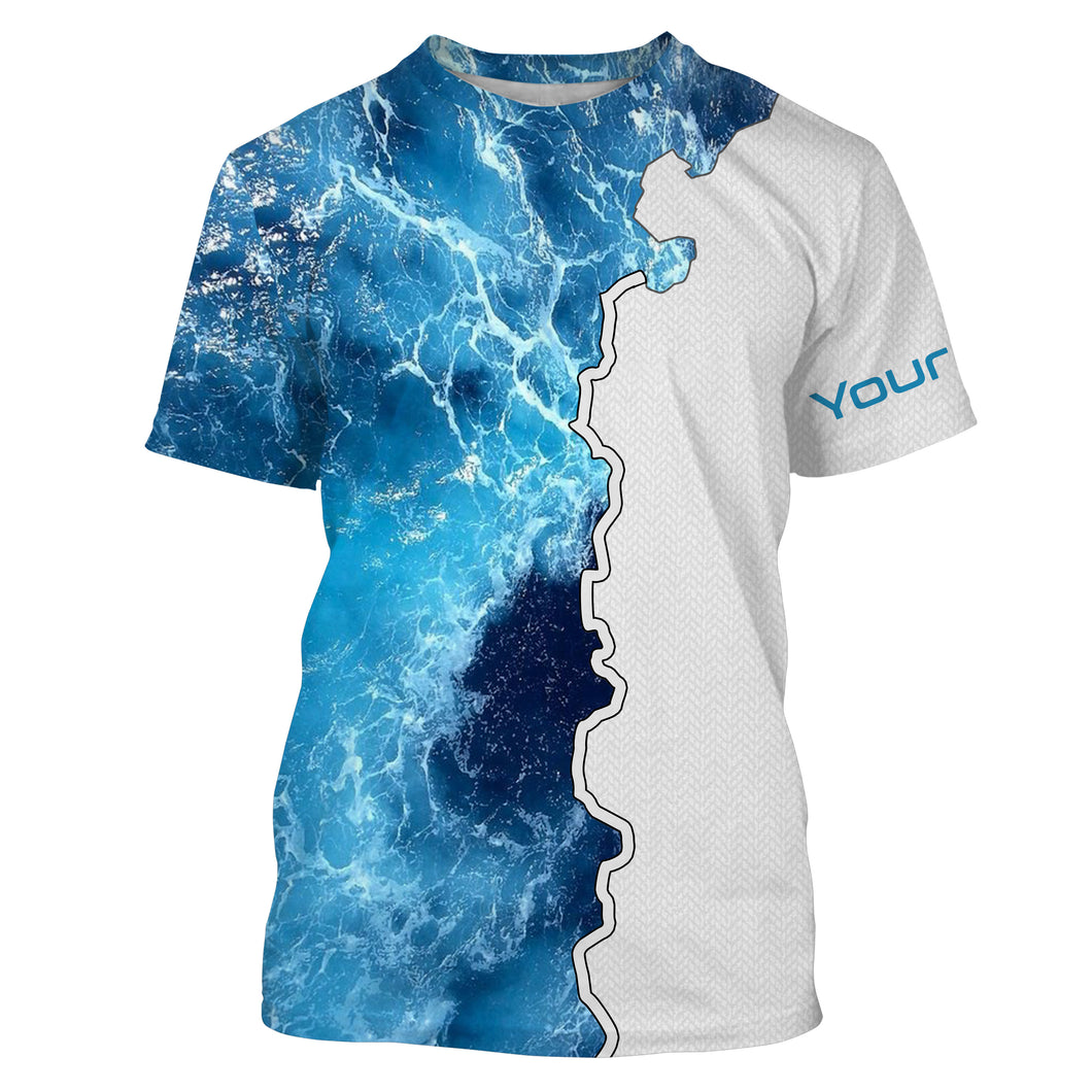 Custom Saltwater fishing Sea wave camo Custom Name 3D All Over Printed Tshirt - NPQ627