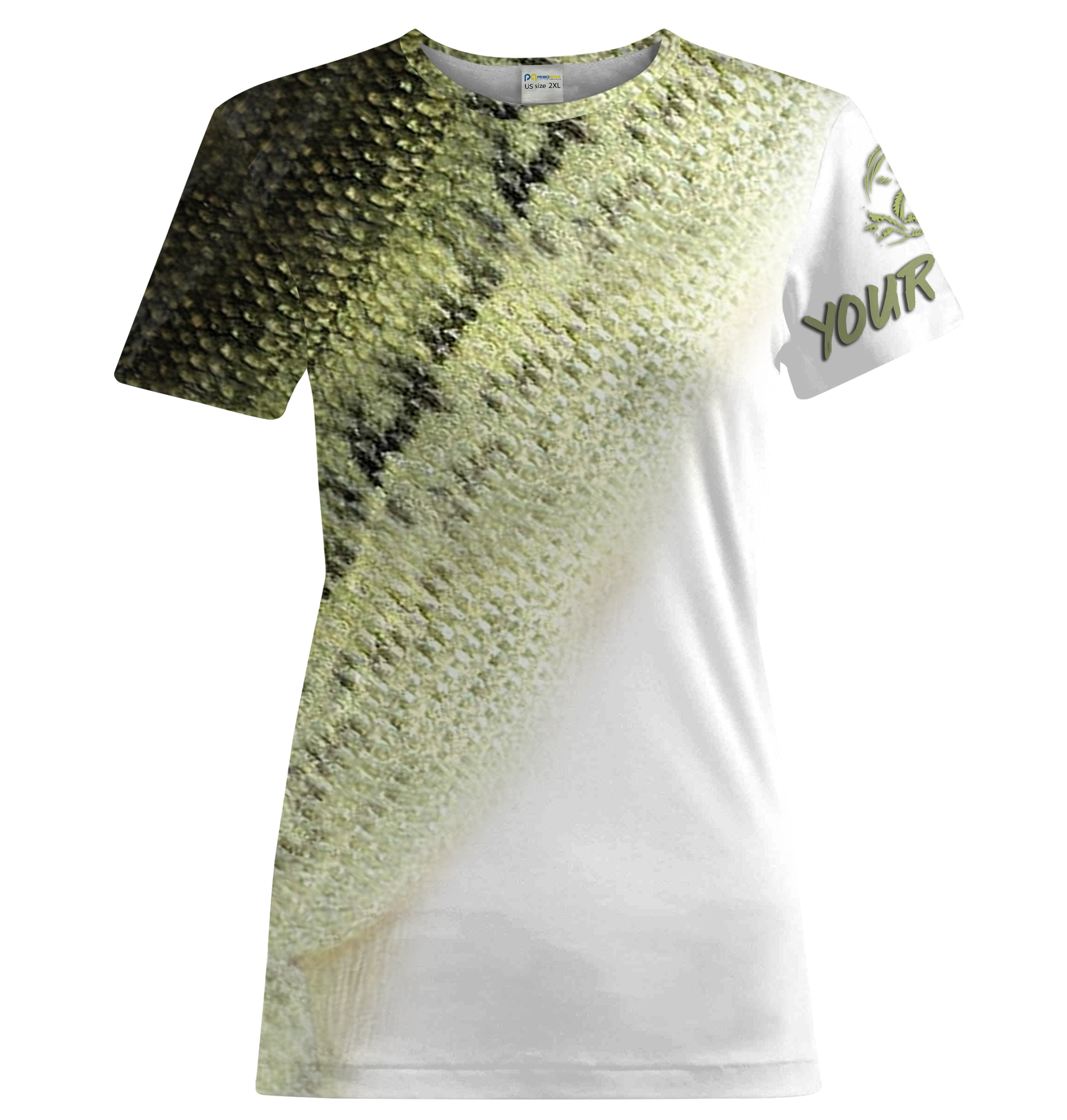 Bass Fishing green bass Scales Customize Name UV protection UPF 30+ fishing t shirts for women NPQ118