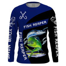 Load image into Gallery viewer, Mahi Mahi, Tuna, Wahoo saltwater Fishing Customize Name UV protection UPF 30+ quick dry long sleeves fishing shirt for men NPQ134
