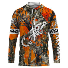 Load image into Gallery viewer, Orange Camo fishing shirt Fish hook skull Custom name performance jerseys | Long sleeve, Long Sleeve Hooded NPQ721
