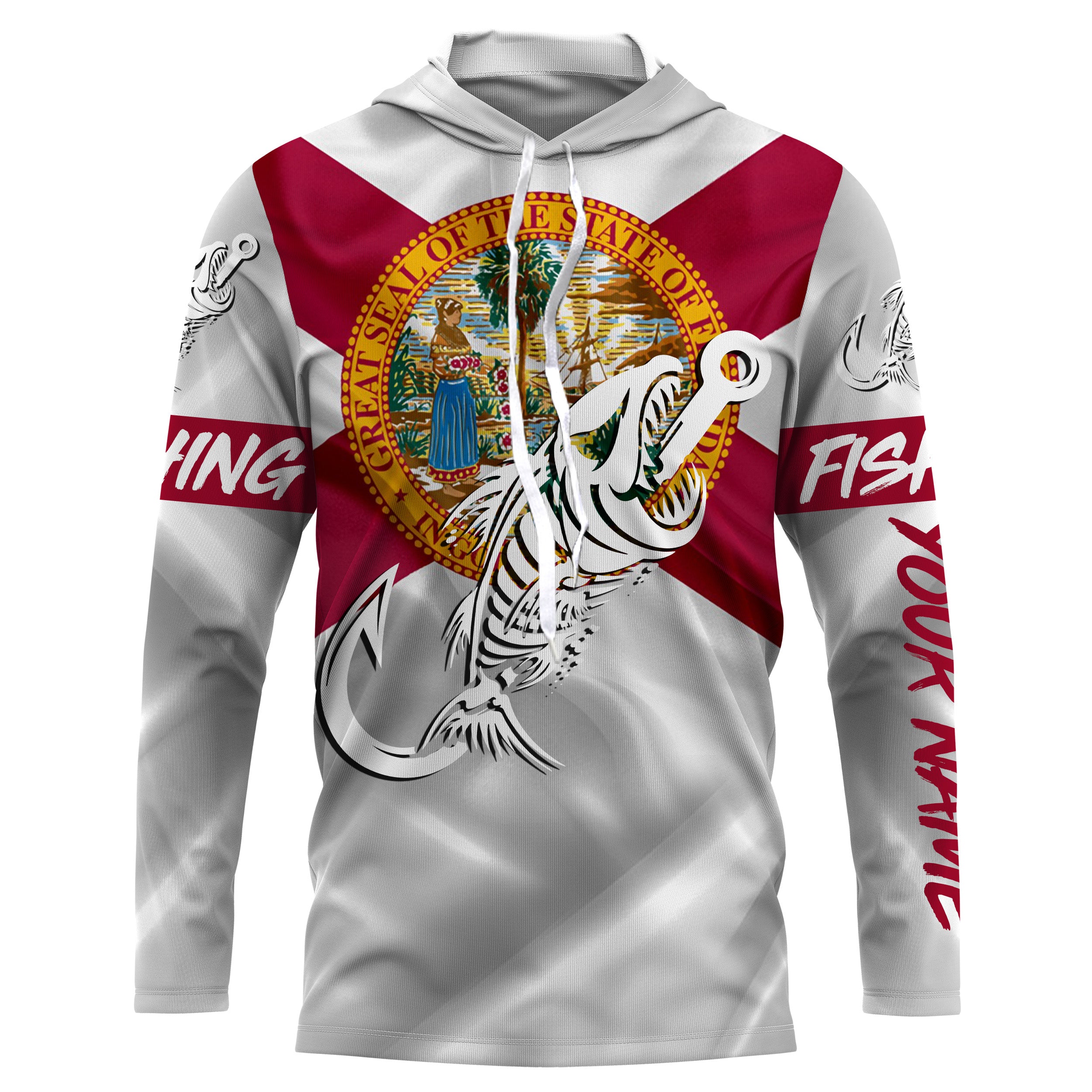 Florida fishing Fish hook skull personalized fishing shirts, custom Long sleeve, Long Sleeve Hooded NPQ688