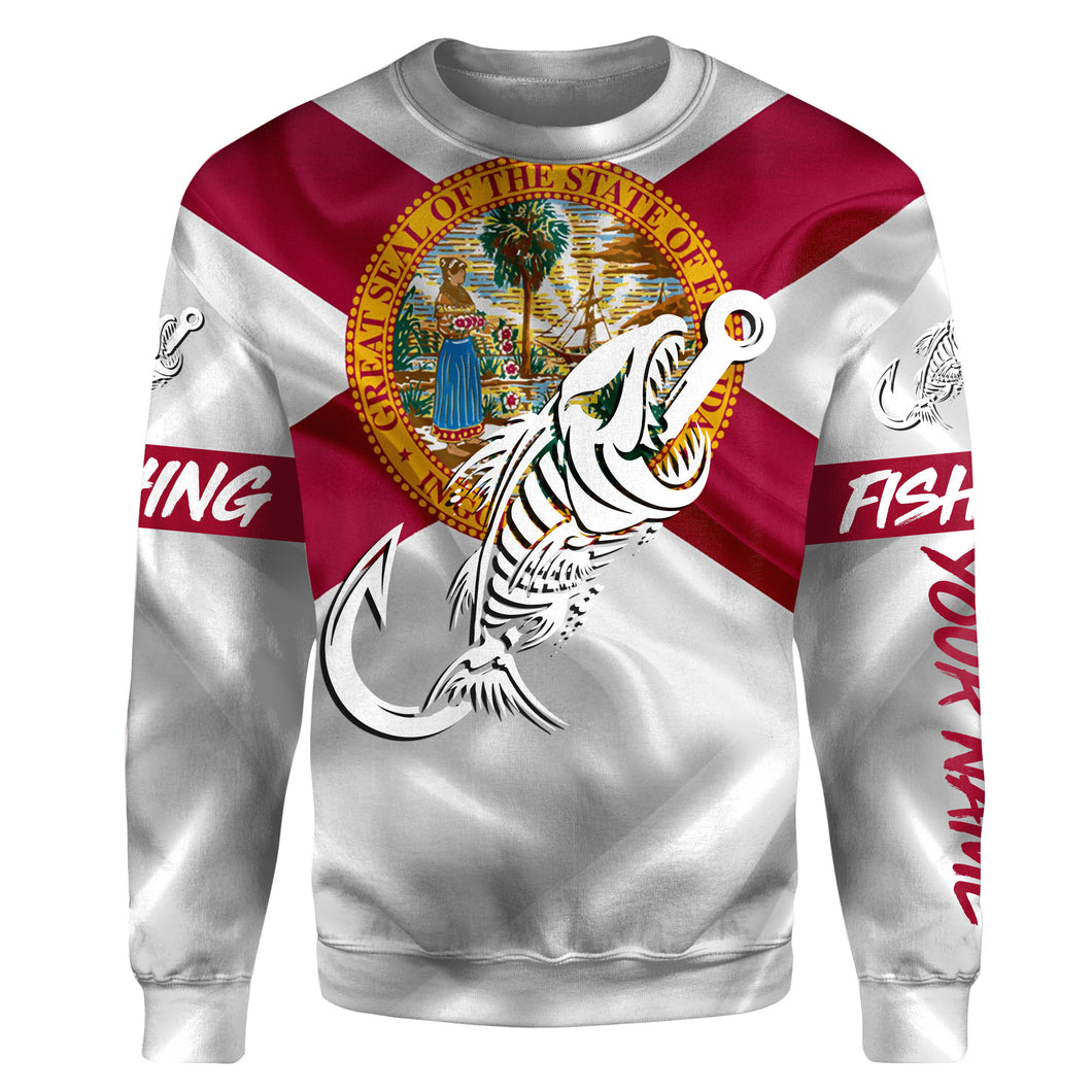 Florida fishing Fish hook skull personalized fishing shirts, custom fishing apparel | Sweatshirt - NPQ688
