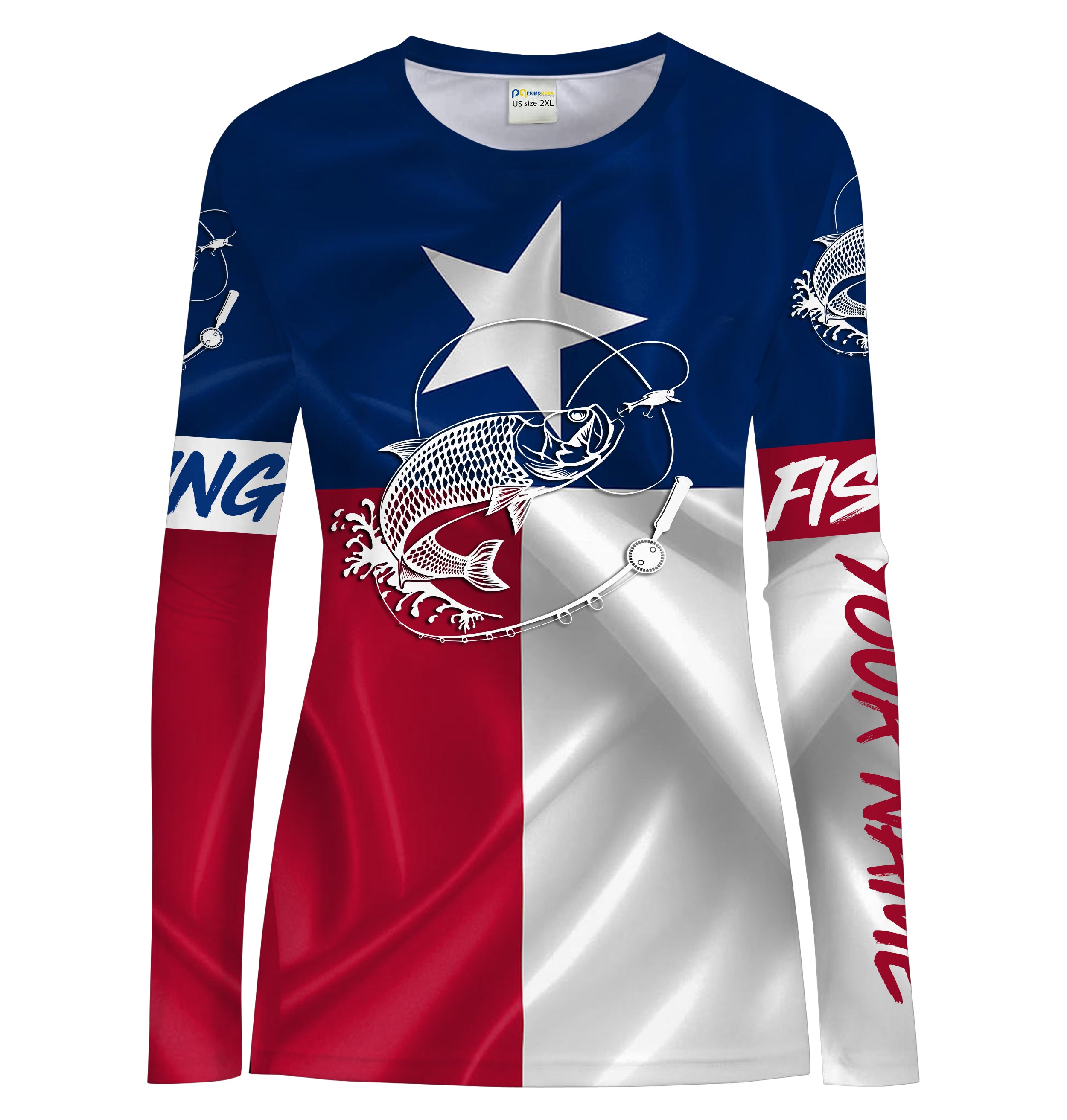 Tarpon fishing Texas Flag Customize Name UV protection UPF 30+ long sleeves fishing shirt for women NPQ78