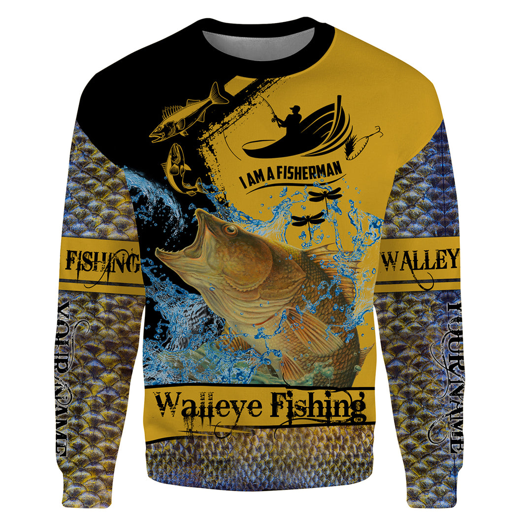 I am a fisherman Walleye Fishing Customize name 3D All-over Print Crew Neck Sweatshirt, personalized fishing gift ideas NPQ245