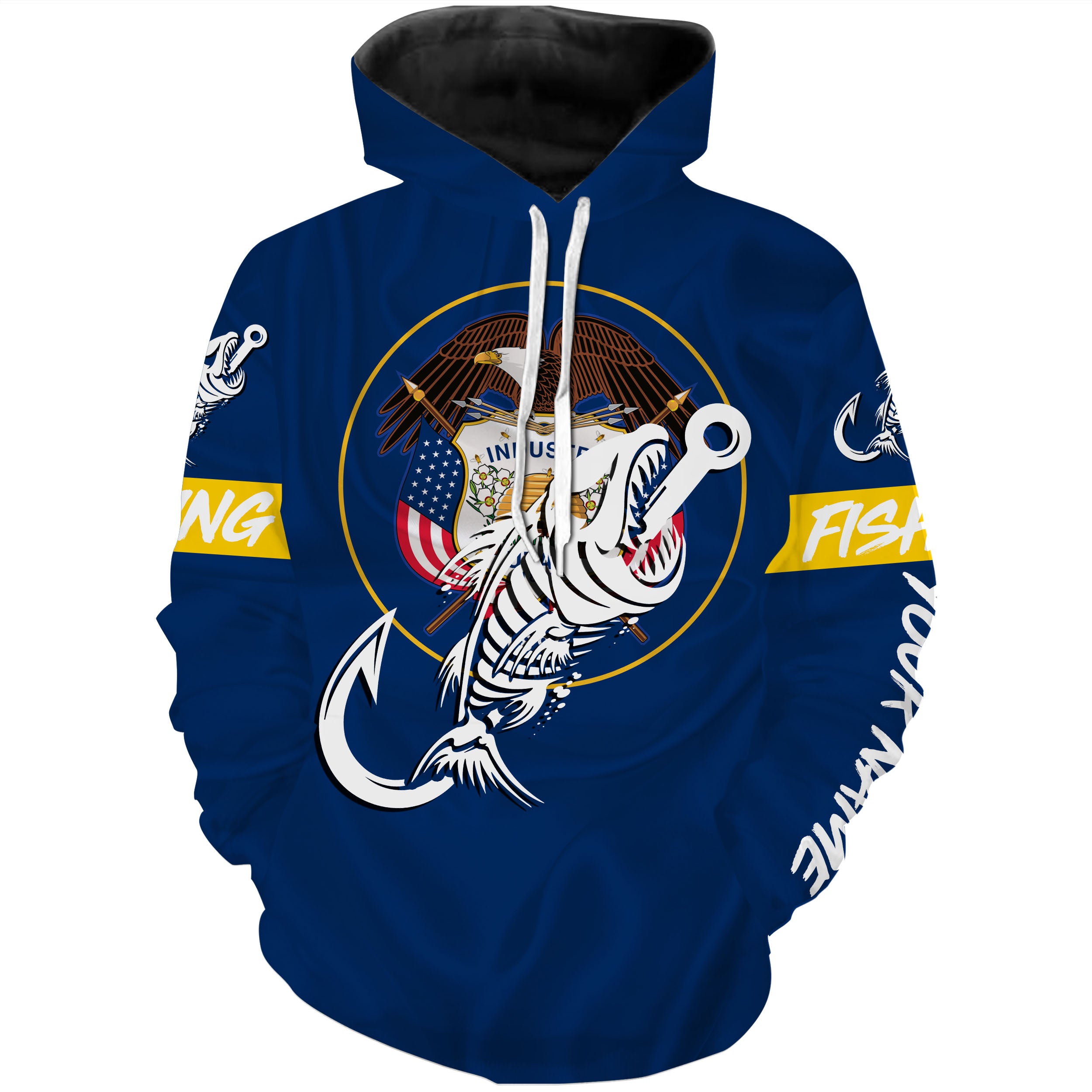 UT Utah Fishing Flag Fish hook skull Custom name performance fishing jerseys | Hoodie - NPQ742