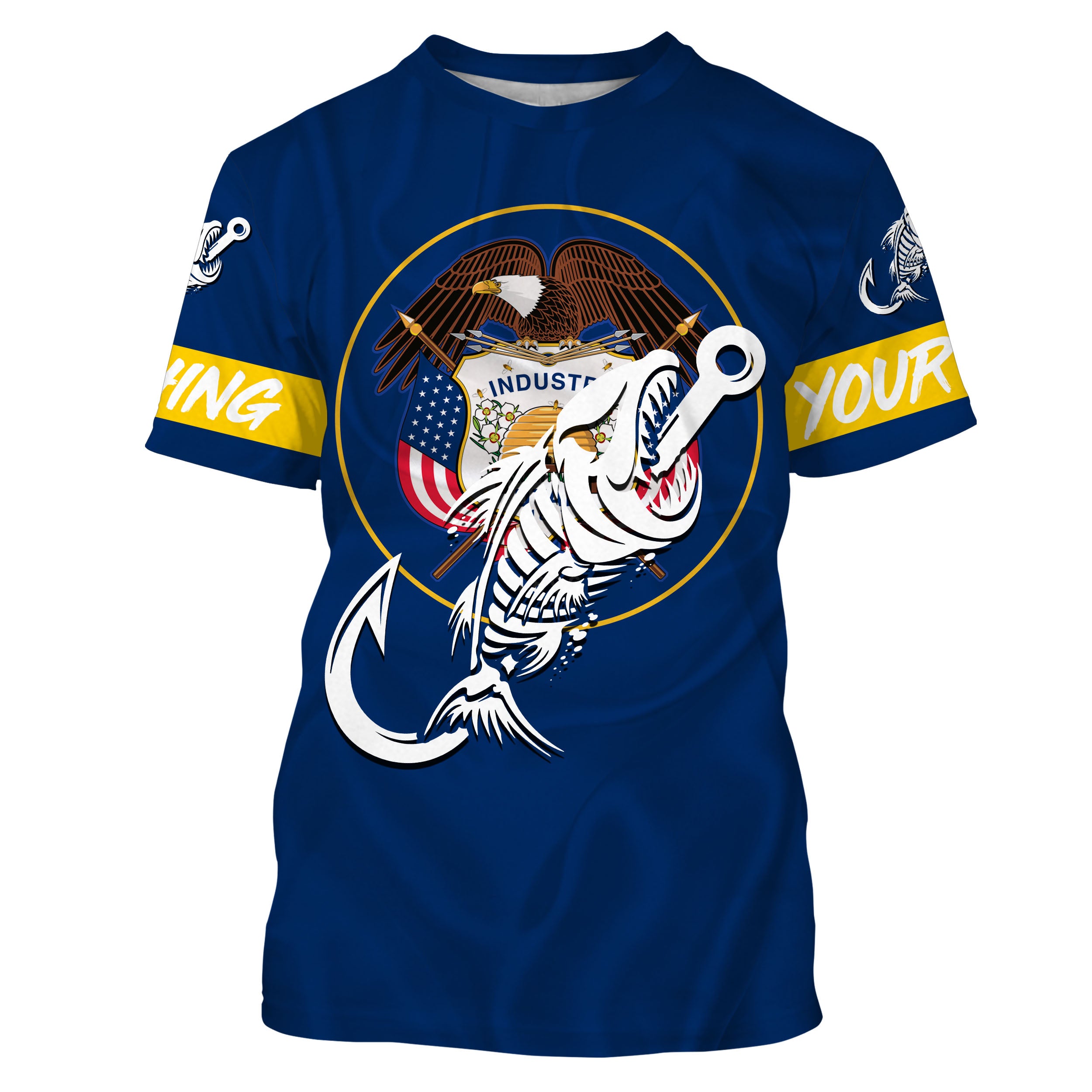 UT Utah Fishing Flag Fish hook skull Custom name performance fishing jerseys | Tshirt - NPQ742