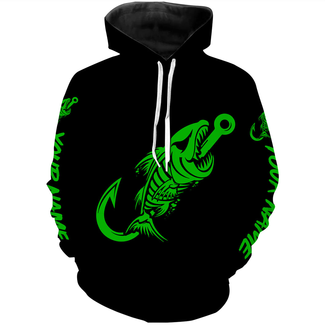 Fish hook skull reaper green black Custom name fishing jerseys  | Hoodie - NPQ806