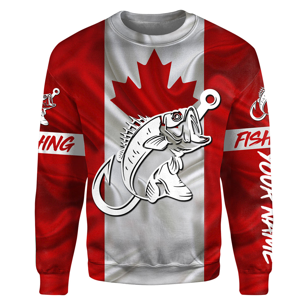 Canada Bass Fishing tattoo Fish hook Custom name fishing jerseys | Sweatshirt - NPQ748