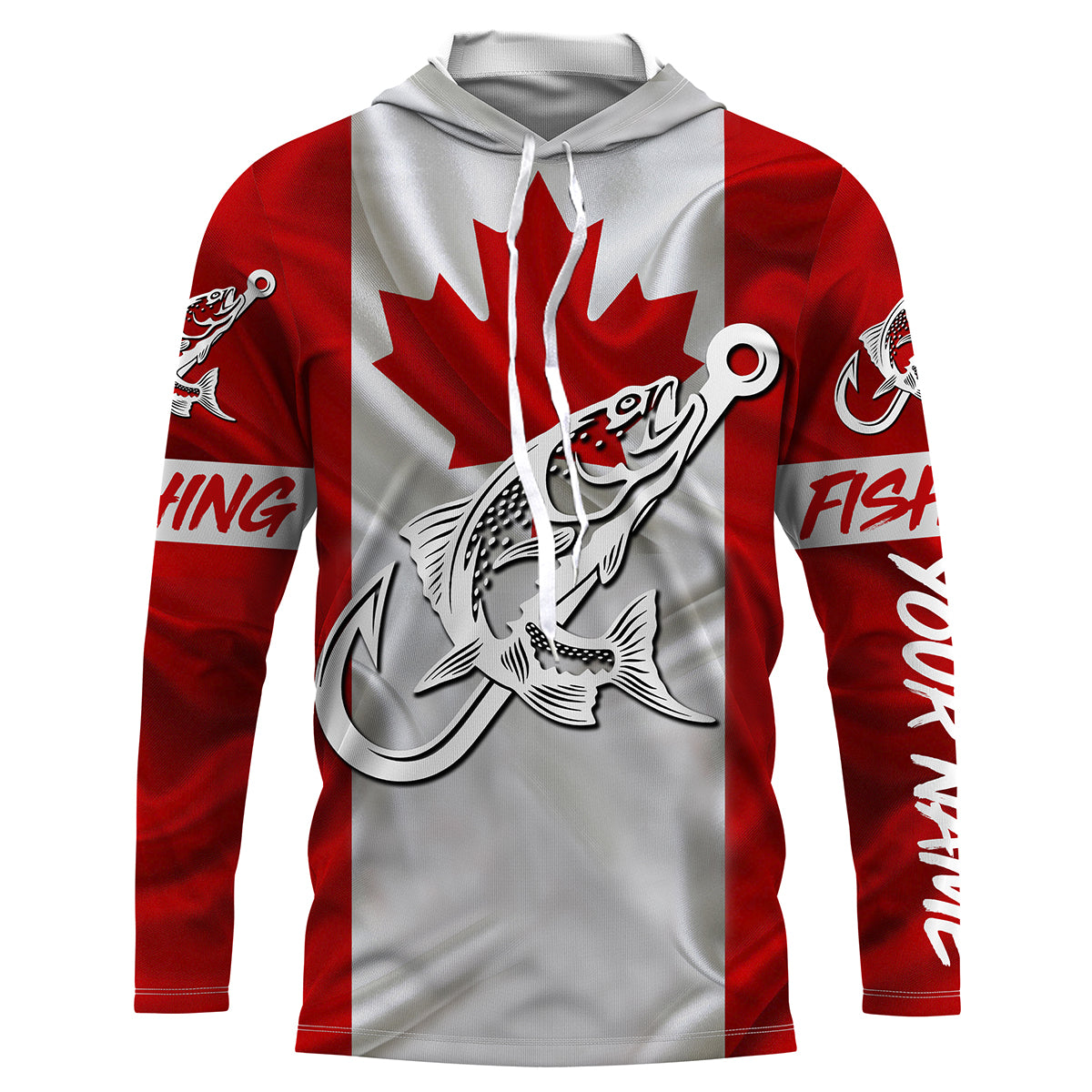 Canada Salmon Fishing tattoo Fish hook Custom name jerseys | Long sleeve, Long Sleeve Hooded NPQ749