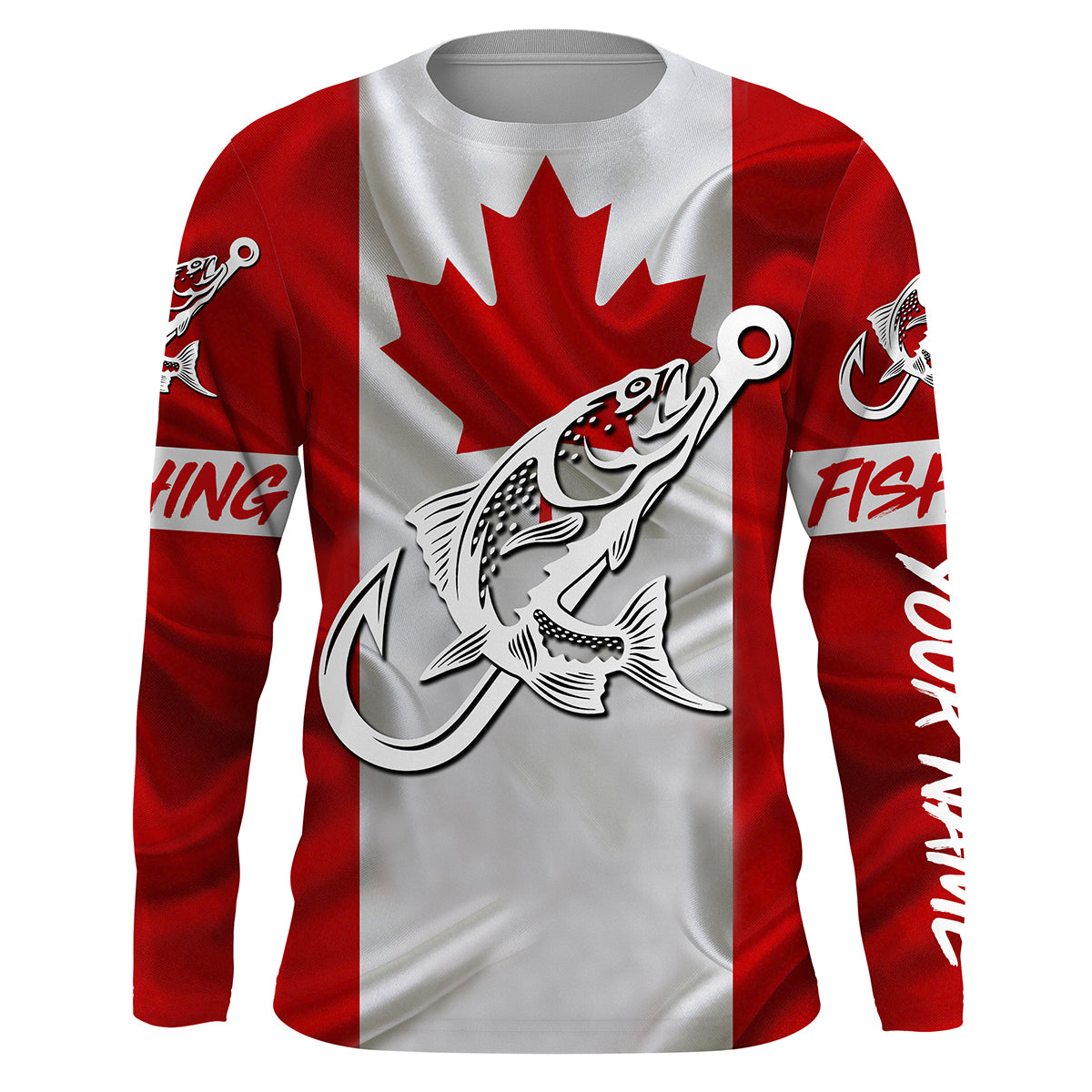 Canada Salmon Fishing tattoo Fish hook Custom name jerseys | Long sleeve, Long Sleeve Hooded NPQ749