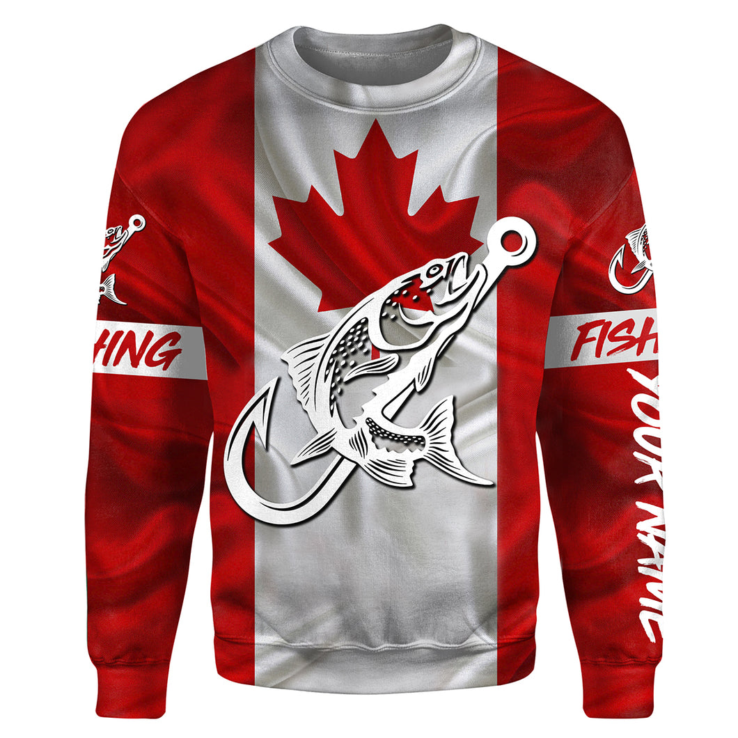Canada Salmon Fishing tattoo Fish hook Custom name fishing jerseys | Sweatshirt - NPQ749