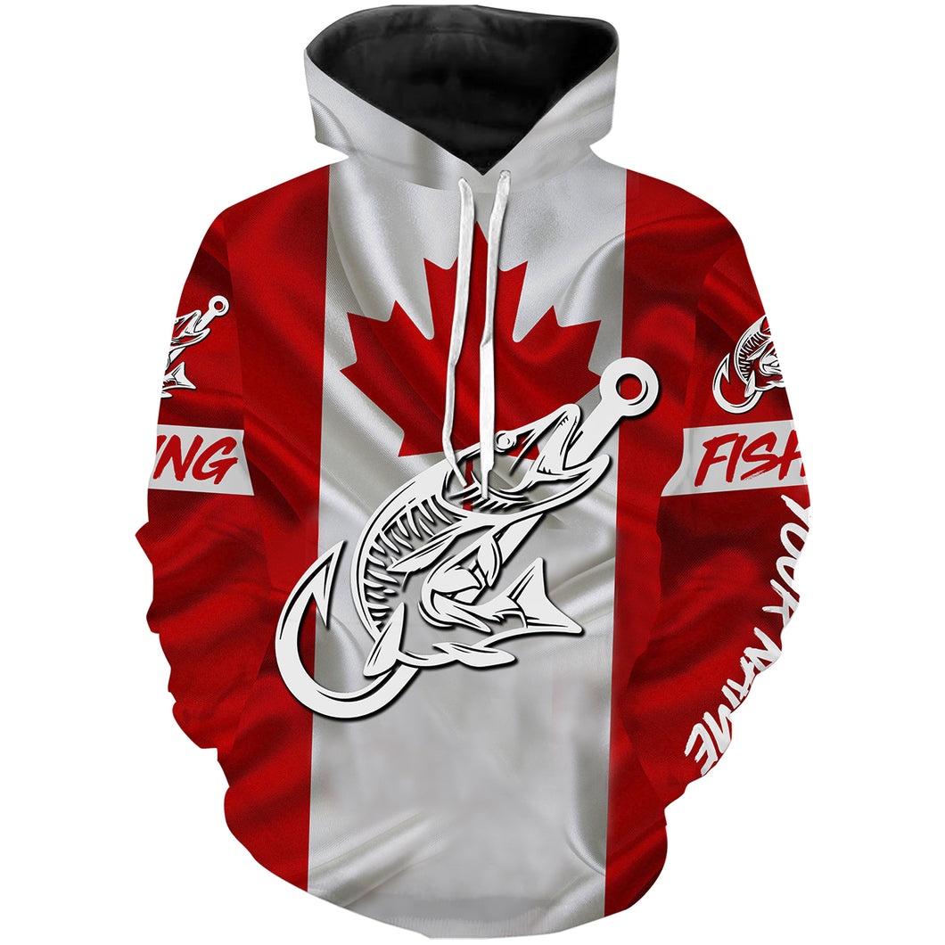 Canada Musky Fishing tattoo Fish hook Custom name performance fishing jerseys | Hoodie - NPQ750