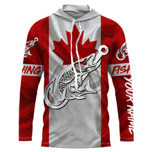 Load image into Gallery viewer, Canada Musky Fishing tattoo Fish hook Custom name jerseys | Long sleeve, Long Sleeve Hooded NPQ750
