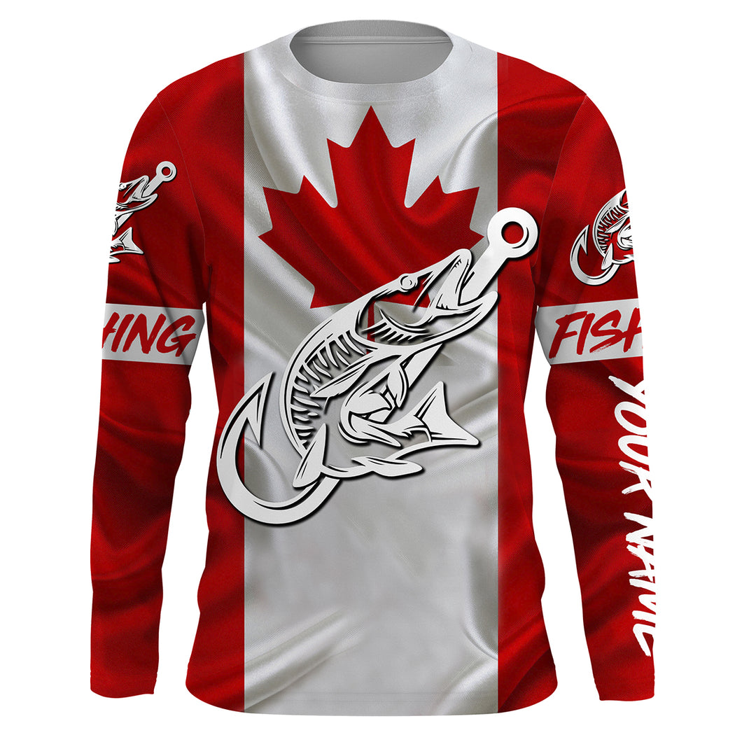 Canada Musky Fishing tattoo Fish hook Custom name jerseys | Long sleeve, Long Sleeve Hooded NPQ750