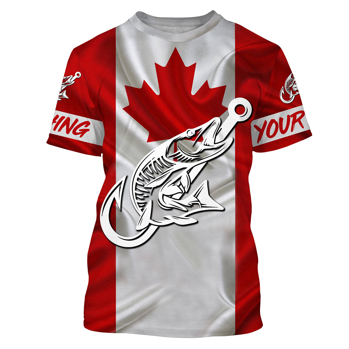 Canada Musky Fishing tattoo Fish hook Custom name performance fishing jerseys | Tshirt - NPQ750