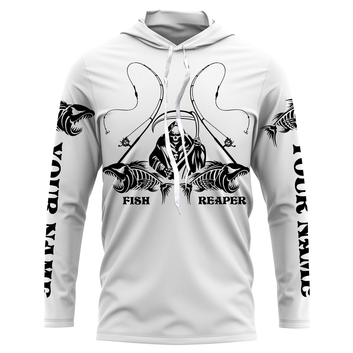 Personalized Fish reaper Fishing fish skeleton Custom name Long sleevefishing shirts, Long Sleeve Hooded NPQ877