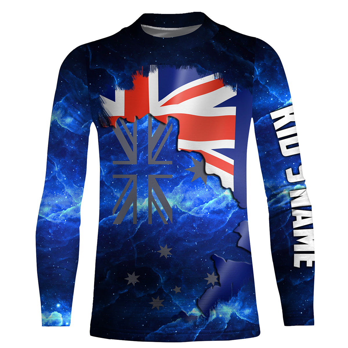 Australian Flag Universe patriotic fishing Custom Name Fishing shirt | Kid Long Sleeves - NPQ645