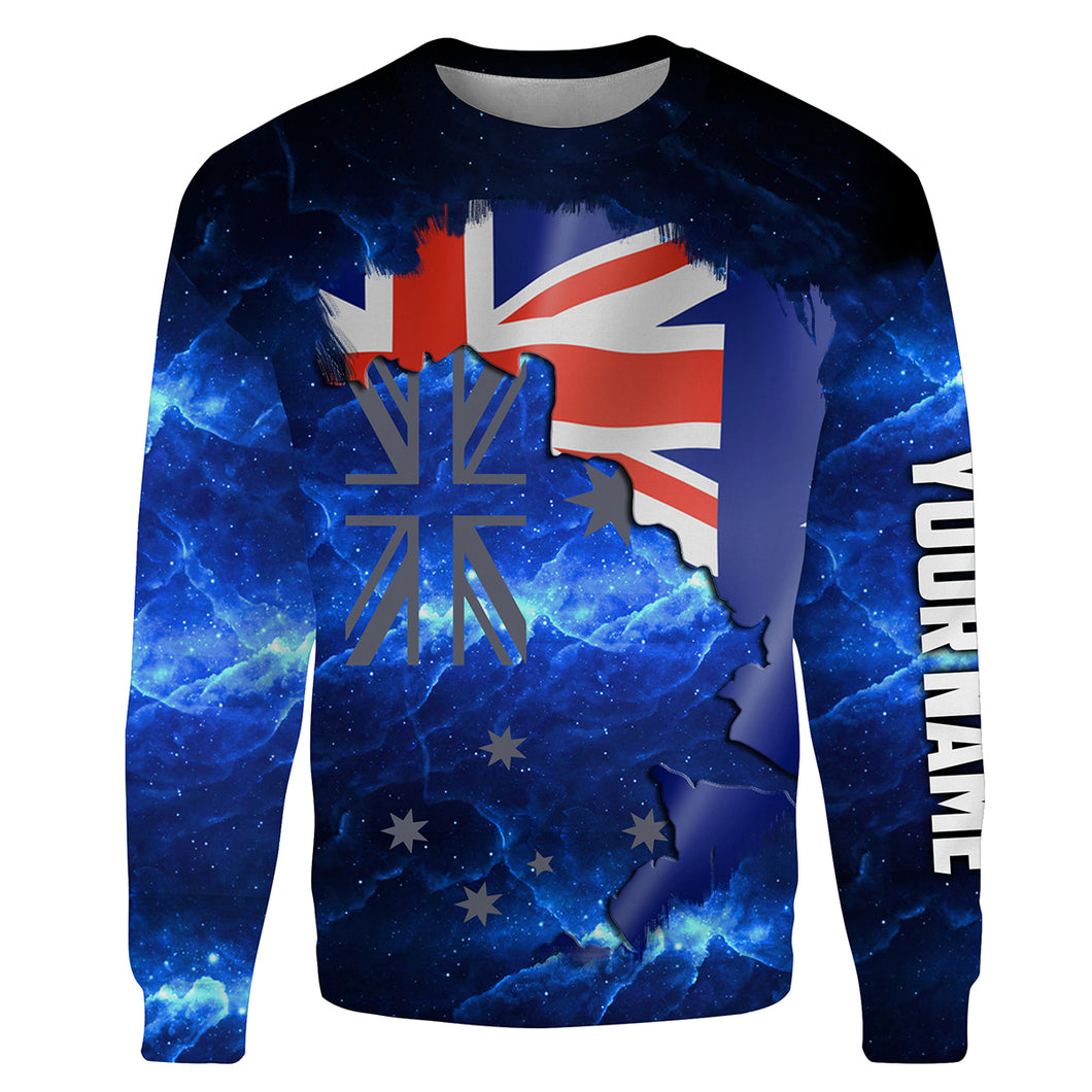 Australian Flag Universe patriotic fishing Custom Name Fishing shirts | Sweatshirt - NPQ645