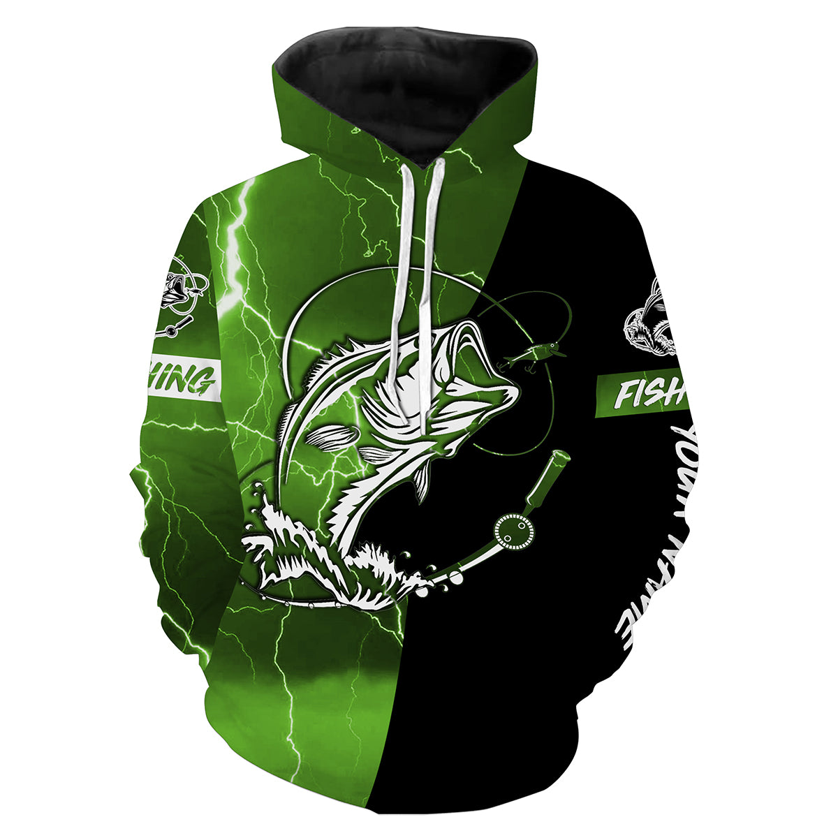 Largemouth Bass Fishing tattoo green camo black custom fishing shirts | Hoodie - NPQ697