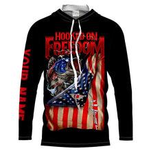 Load image into Gallery viewer, Bass fishing Hooked on freedom American patriotic Customize Name UV protection UPF 30+ long sleeves fishing shirt for men NPQ114
