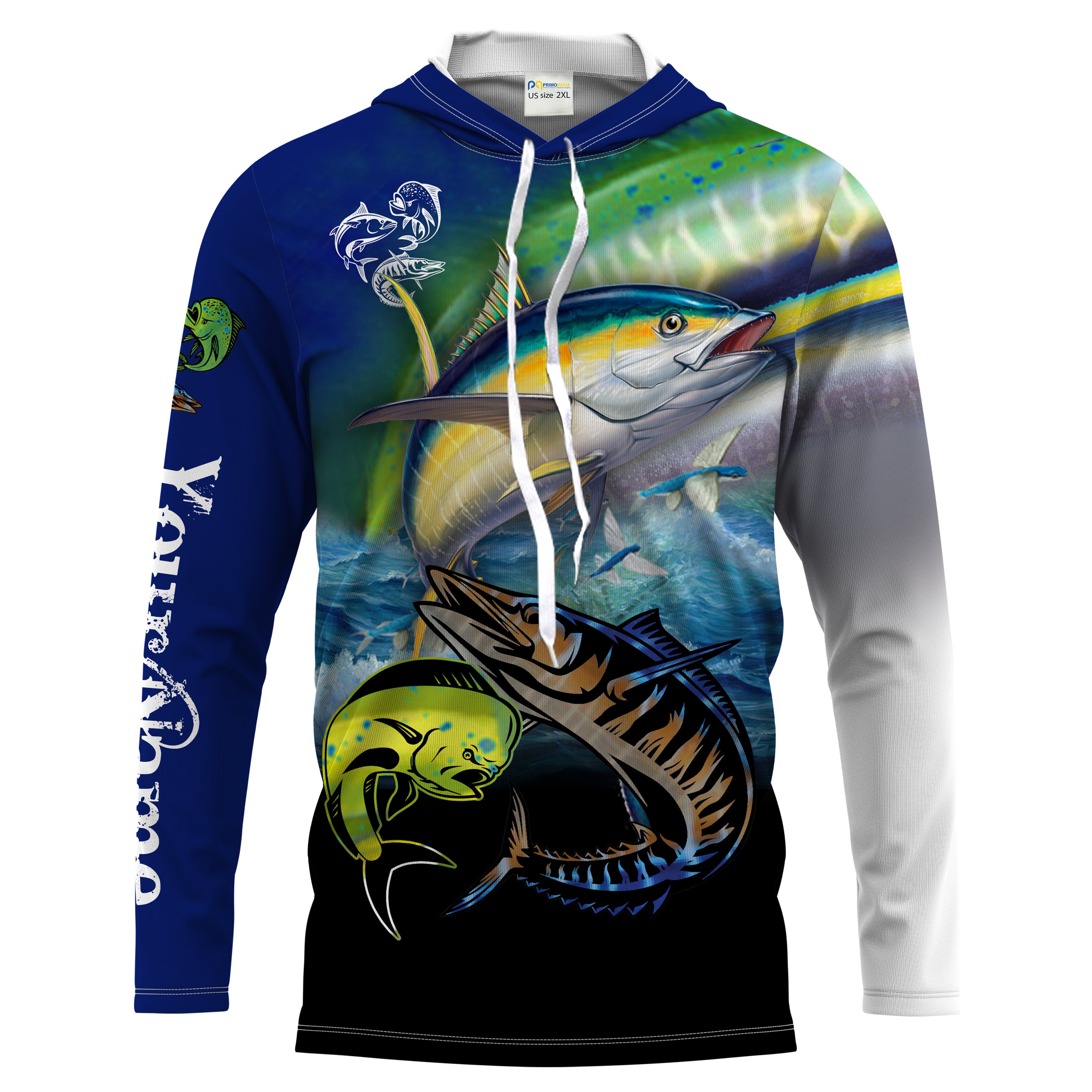 Mahi Mahi ( Dorado), Wahoo, Tuna fishing Customize Name UV protection long sleeves fishing shirt for men NPQ19