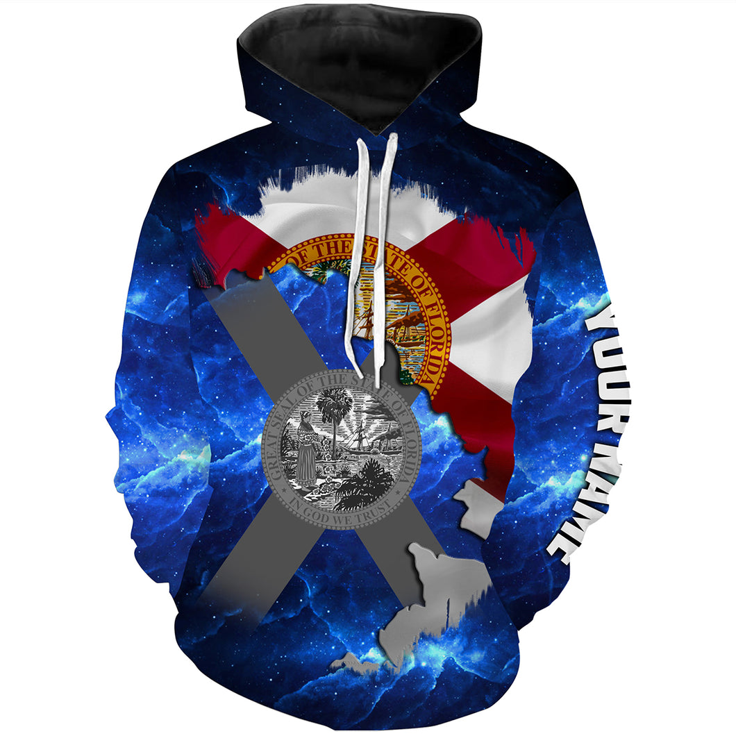 Florida Flag blue galaxy Universe patriotic Custom name fishing jerseys  | Hoodie - NPQ817