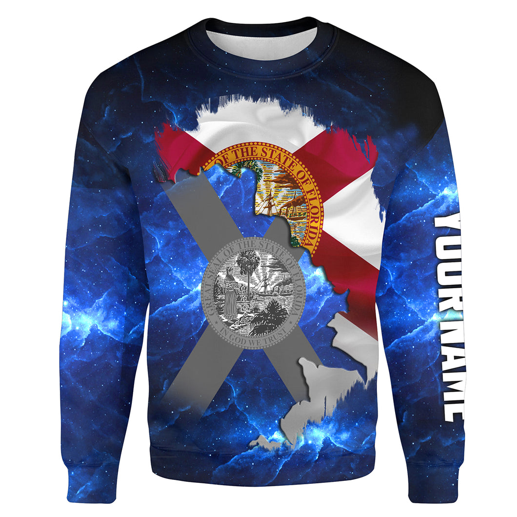 Florida Flag blue galaxy Universe patriotic Custom name fishing jerseys | Sweatshirt - NPQ817