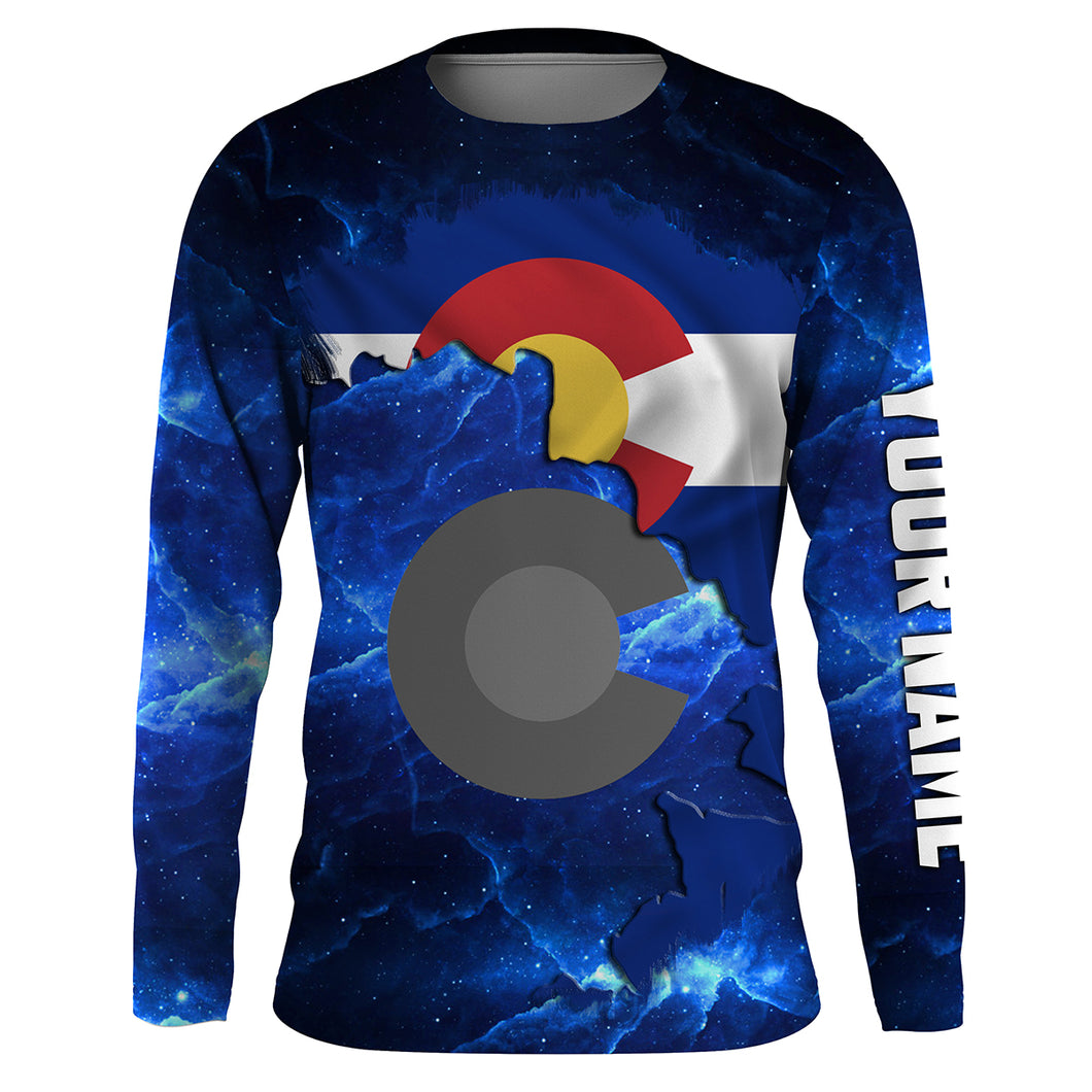 Colorado Flag blue galaxy Universe patriotic Custom name fishing jerseys | Long sleeve, Long Sleeve Hooded NPQ818