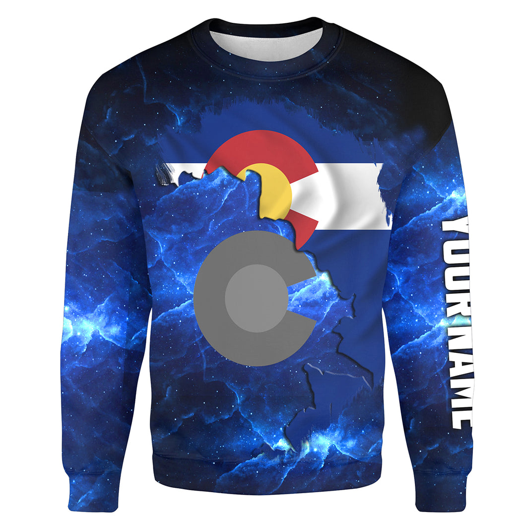 Colorado Flag blue galaxy Universe patriotic Custom name fishing jerseys | Sweatshirt - NPQ818